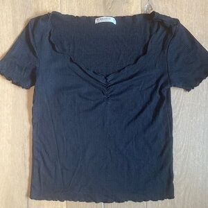 Black pull and bear top with a runch in the front